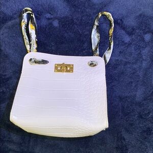 Elegant White Croc-Embossed Handbag